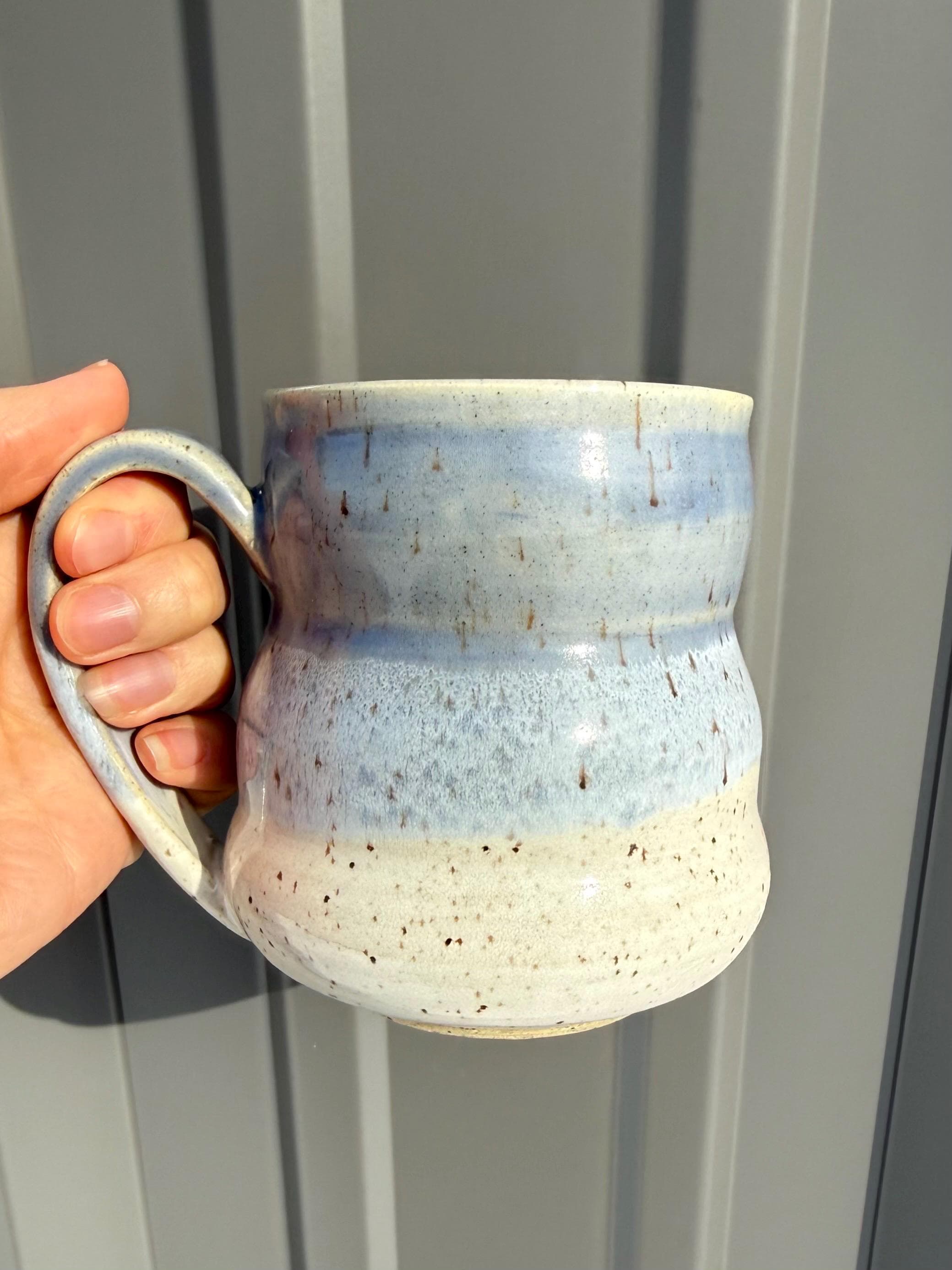 Blue and White Bubble Mug Handmade