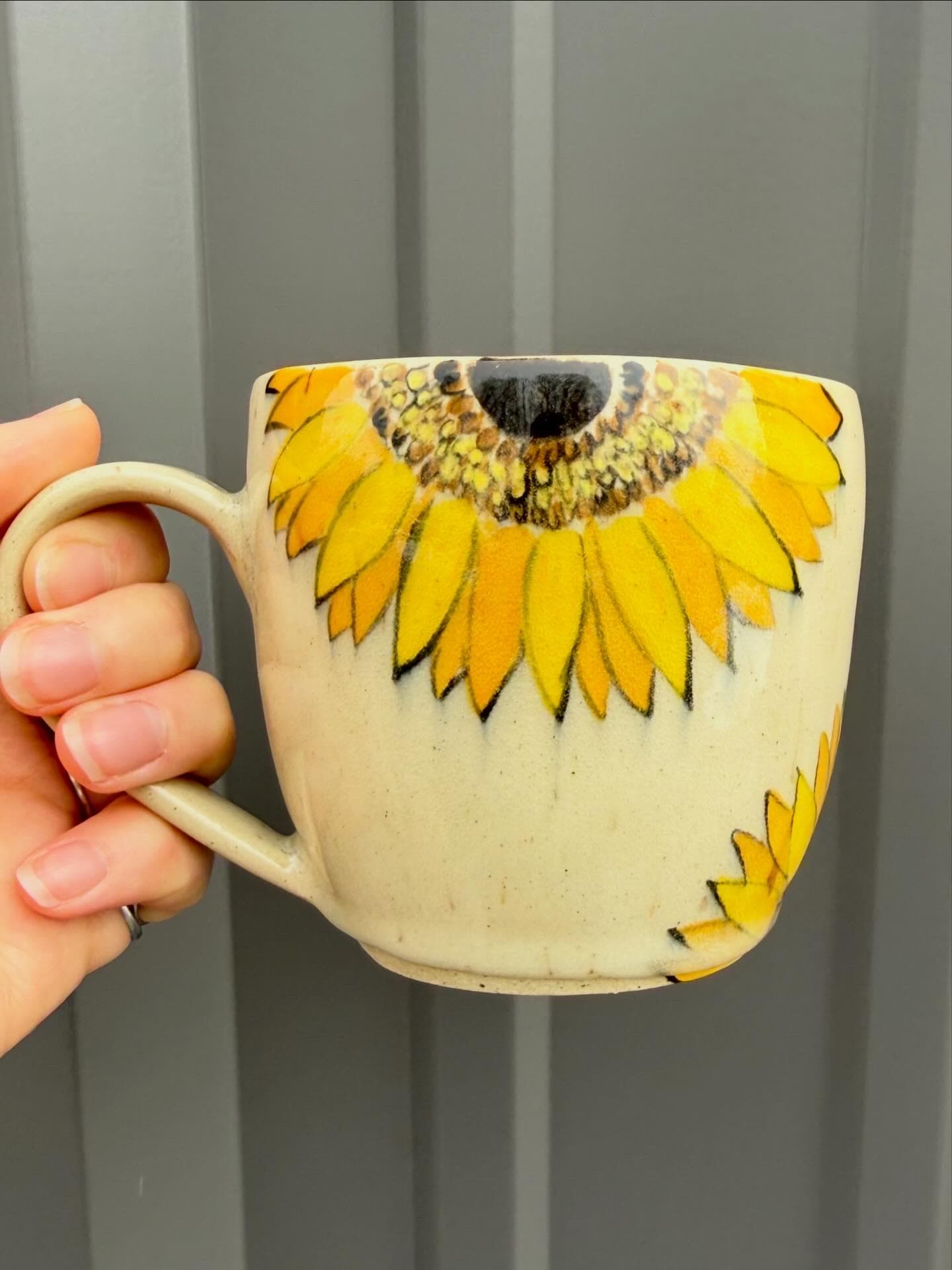 Hand Painted Sunflower Ceramic Mug